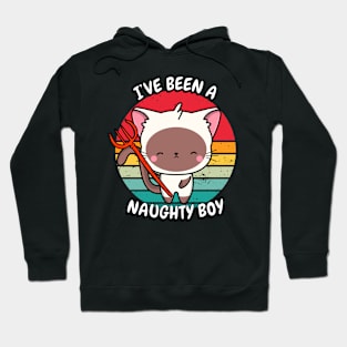 Cute white Cat is a naughty boy Hoodie